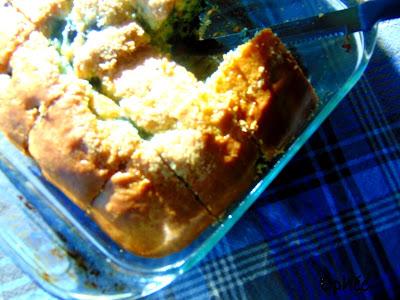 Gâteau aux bleuets et jus d'agrumes