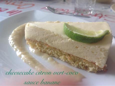 Cheesecake citron vert-coco, sauce banane