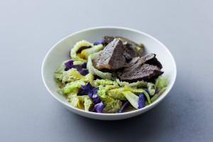 Joue de boeuf, chou vert parfumé au gingembre