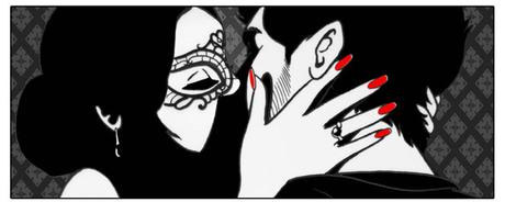 Amabilia - graphismes en noir et blanc avec des pointes de rouge