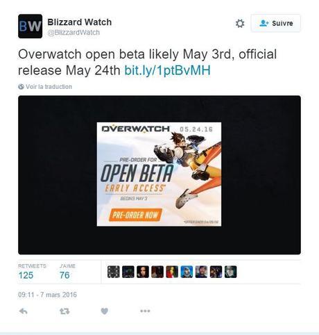 Date de sortie officielle Overwatch et beta ouverte