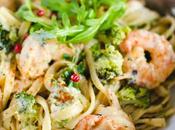 Linguines brocolis crevettes épicées