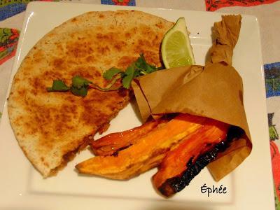 Quesadillas au chili et frites de patates douces à l'érable
