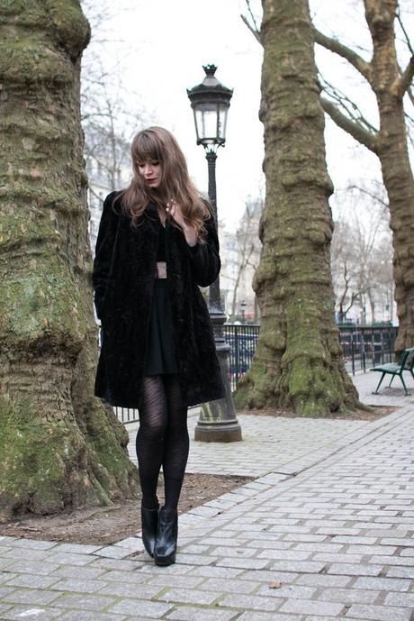 manteau fausse fourrure noir