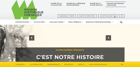 Page d'accueil des musées de la civilisation du Québec