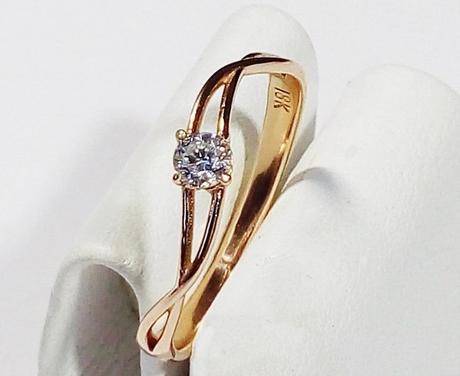 Bague solitaire en or rose bague or rose 18k avec diamant solitaire