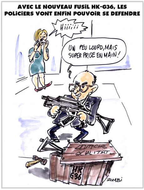 webzine,bd,zébra,gratuit,fanzine,bande-dessinée,caricature,bernard cazeneuve,fusil,hk-g36,ministre,intérieur,police,bac,dessin,presse,editorial cartoon,satirique,zombi