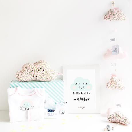 Le cadeau de naissance original et personnalisé : la box bébé faite main Box_#2_la_boite_a_nuage_Guirlande_roselayette_florence_pernet