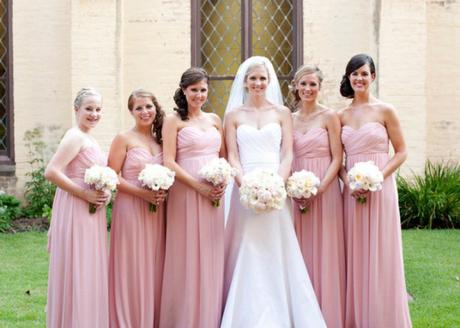 Robes demoiselle d'honneur rose bustier