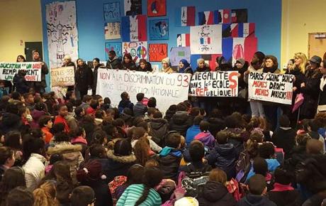 Montreuil, 3 mars. L’une des mobilisations au sein de l’école Renoult contre le non-remplacement des professeurs absents. 