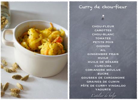 Curry de chou-fleur, carottes, tomates et petits pois 2