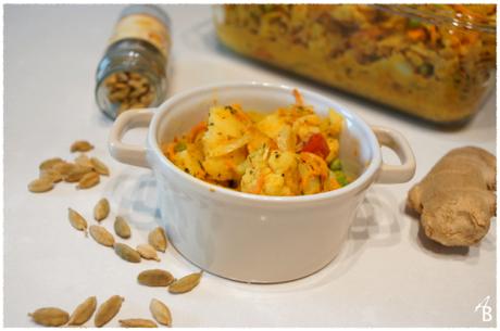 Curry de chou-fleur, carottes, tomates et petits pois 4