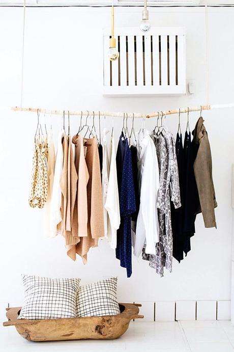 diy penderie suspendue branche arbre