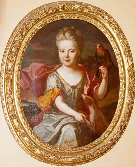 1700 Jeune fille au perroquet et au chien