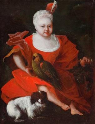 1670 ca unknown artist child with dog and parrot