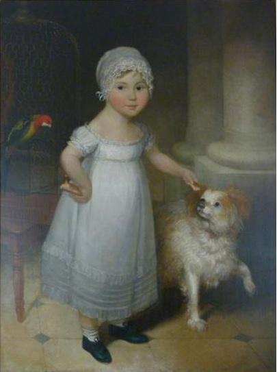 1810 ca Studio or circle of William Owen, Portrait of a Young Girl with her Pets