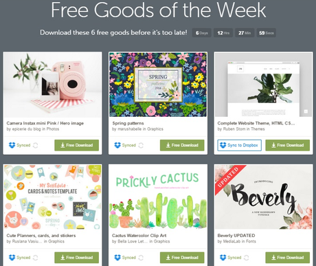 Free Goods of the week printaniers sur Creative Market