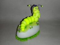 Kit de modelage:Veilleuse avec p'tite chenille rigolote fluo en procelaine froide