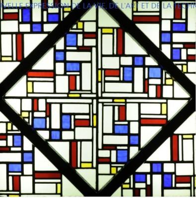 Van Doesburg, Stained-Glass Composition III, teacher's house in Sint Anthoniepolder, municipality of Maasdam, 1917