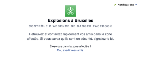 Bruxelles : Facebook active le Contrôle d’absence de danger explosionsbruxelles