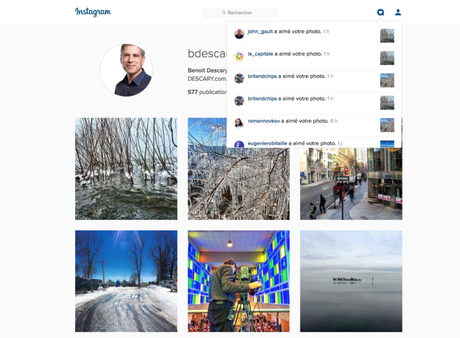 Les notifications arrivent sur la version Web d’Instagram