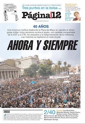Hier, une Plaza de Mayo comble et tous les journaux en parlent [Actu]