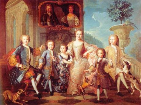 1730 ca Pierre Gobert, Famille du Duc et de la Duchesse de Valentinois -futurs Prince et Princesse de Monaco big