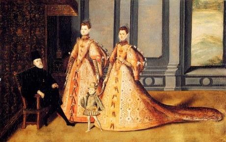 1580 ca Anonyme espagnol, Philippe II, le futur Philippe III et les infantes Isabelle-Claire-Eugenie et Catalina Micaela  New York, Courtesy of The Hispanic Society of America