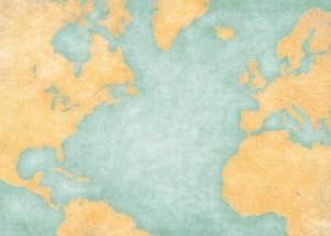 Map of North Atlantic - Blank map (Vintage Series)