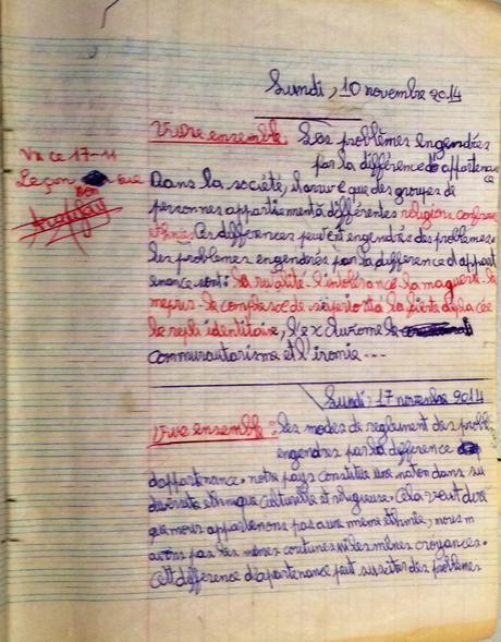 Cahiers scolaires de jeunes koungheulais.