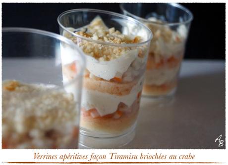 Verrines apéritives façon Tiramisu briochées au crabe 1