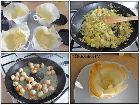 Croustade de St Jacques sur fondue de poireaux