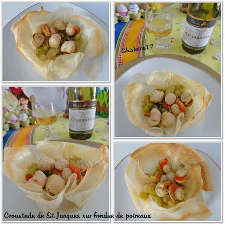 Croustade de St Jacques sur fondue de poireaux