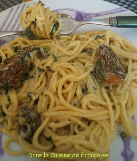 Spaghettis sauce crémeuse aux Morilles