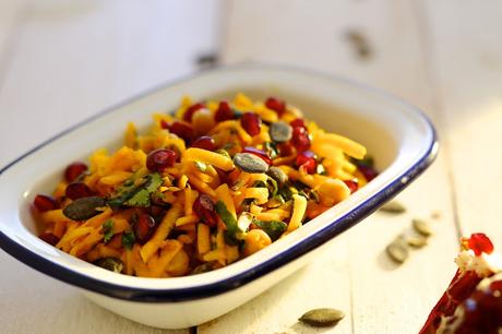 salade composée , pique nique , courge , coriandre, grenade