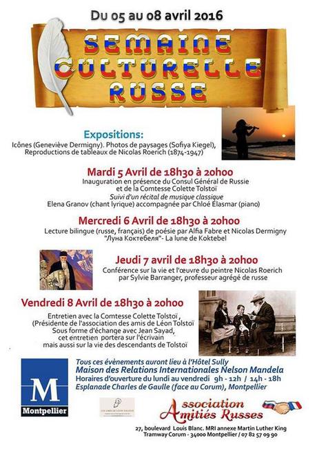 Semaine Culturelle Russe du 5 au 8 avril à Montpellier