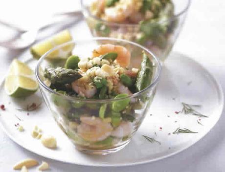 Recette Salade d'asperge crevettes et amandes avec Thermomix