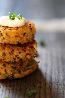 croquetets, quinoa, ail des ours, carotte, feta