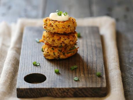 croquetets, quinoa, ail des ours, carotte, feta