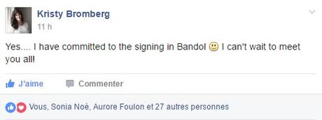 Kristy Bromberg vient de confirmer sa participation au festival de la New Romance à Bandol