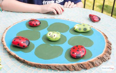 Paint your own ladybugs vs. tadpoles tic tac toe game. Tutorial at AttaGirlSays.com