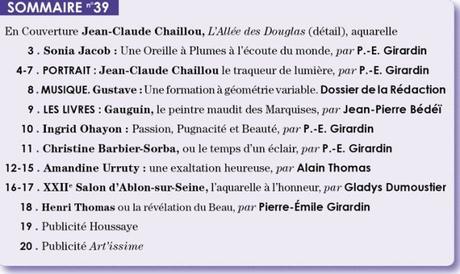 Artissime 39 Sommaire