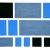1950, Vera Molnár : 3 carré noirs, 3 rectangles gris, 5 rectangles bleus