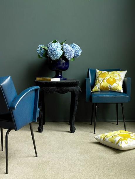 déco mur kaki bleu pétrole