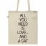   Tote Bag Imprimé Bio Toile écru / Raw Canvas Graphic Tote bag - Love & cat  
 Prix indicatif : 13,90 euros sur le site  www.artecita-eco-fashion.com  