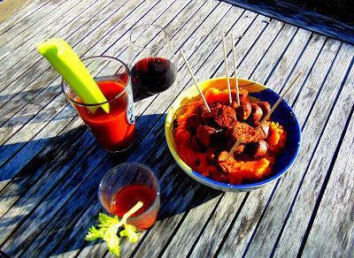 Saucisses et trempette de  patates douces pour l'apéro