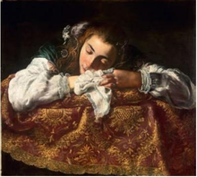 Rome premier quart du XVIIe siècle Jeune fille endormie vers 1610-1620 Huile sur toile, 67,5 x 74 cm Budapest, musée des Beaux-Arts © Musée des Beaux-Arts, Budapest 2016