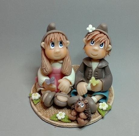 Rdv champêtre de Choupi et Choupette réalisé en porcelaine froide