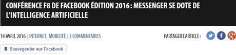 Facebook : présentation de quelques nouveautés suite à la conférence F8 édition 2016