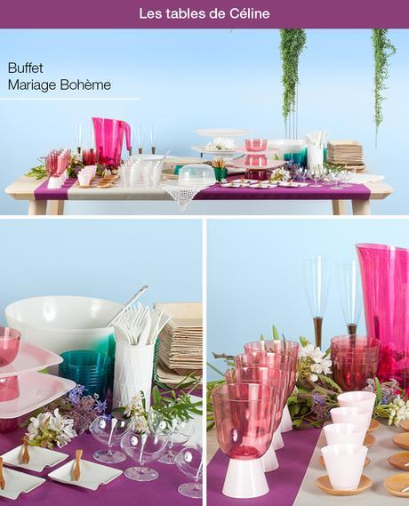 table-noel-poudre Buffet pour un mariage bohème